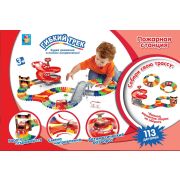 1toy гибкий трек «Пожарная станция» 119 дет, разворот, ворота,  1 машинка,  свет, 48x10x32 см