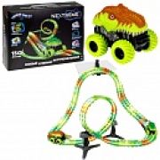 1TOY NEXTREME Гибкий трек  Динопарк 150 дет., диномобиль, сменный кузов, 2 стойки, 1 крепеж к столу, в кор.37*28,5*8,5см