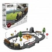 1TOY InterCity Diesel наб. жел.дорога.«Лесовоз» 66 дет.свет, звук, переезд, туннель скала, стрелки, поезд 2 ваг.