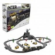 1TOY InterCity Diesel наб. жел.дорога «Полигон» 76 дет.свет,, звук, переезд,  стрелка, строит.техника,вертолетная площадка с вертолетом, поезд 3 ваг.