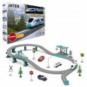 1TOY InterCity Express наб.ж.д.«Пригород» 63 дет.свет, звук,поезд 2 ваг, остановка, мост, 3 машинки, тупик.