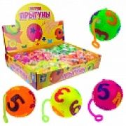 1toy мячик-прыгун цифры， цвет микс，6,5cm，24шт в дисплей，со светом