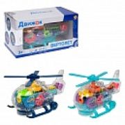 1toy Движок Вертолет с прозрач. с механизмом на батарейках, свет, звук, (в асс. 2 вида, коробка)