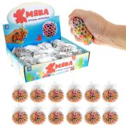 1toy Жмяка шар с разноцветными шариками в сетке, 6,5 см, 12 шт. в д/б