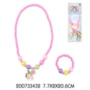 1TOY наб.украш.«Unicorn Bijou», 2предм.роз.бусы единорог,браслет на карте 24*8см