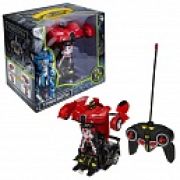 1TOY Трансботы, 1:18 на р/у 27МГц, трансформирующийся в легковую машину 20 см, красно-черн.