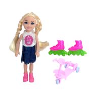 Alisa Little Love. Кукла 15,2 см (блонд. с косич., с роликами и самокатом), в кор. 11х4,3х15 см