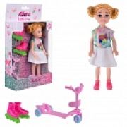 Alisa Little Love. Кукла 15,2 см (блонд. с прич., с роликами и самокатом), в кор. 11х4,3х15 см