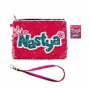 Like Nastya  Косметичка с пайетками хамелеон на одной стороне, принт белый на другой стороне, с ремешком, 21х14 см,пакет,бирка