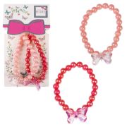 Lukky Fashion наб.из 2 браслетов из бусин с прозрачн.бабочками,розовый+коралловый
