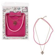 Lukky Fashion наб.из золот.цепочки с подвеской со стразами и пластик.бус: сердечко и розов.бусы, конверт
