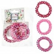 Lukky Fashion набор из 3 резинок д.волос спираль с принтом Звёздочки,цв.:красный/розовый/бордовый