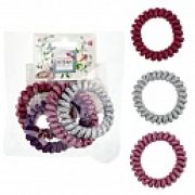 Lukky Fashion набор из 4 резинок д.волос спираль Блестящий Металлик,цв.:серебряный/розовый/фиолетовый/малиновый