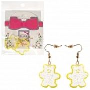 Lukky Fashion серьги пластик.с подвесками Мишки с неоновой обводкой и блестками желтый, карта
