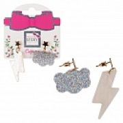 Lukky Fashion серьги-гвоздики с подвесками пластик Облако и молния,карта
