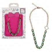 Lukky Fashion цепочка двойная золот.+пластик.звенья: бирюзовый, конверт