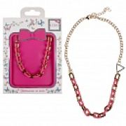 Lukky Fashion цепочка двойная золот.+пластик.звенья: розовый, конверт