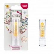 Lukky бальзам-помада д.губ.«Конфетти» прозрачн.с оранж.блестками с ароматом персика,3,3 г,блистер