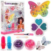 Lukky Бьюти-Дизайн Бабочки: гель-блёстки, лак д. ногтей, гель-тени с блёстками, кисточка, заколочки д.волос, стразы д. лица