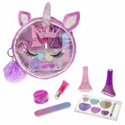 Lukky Бьюти-Дизайн наб.в круглой косметичке с рогом, с плюш.брелоком «Единорог»:тени д.век с блёстками 6 цв.:фуксия,фиолет.,золот.,бирюз.,голуб.,перла (извините, гиперссылка на картинку отсутствует)