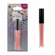 Lukky Голографический блеск для губ 3 мл, карамельно-розовый, с ароматом черной смородины, блистер