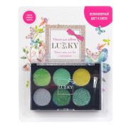Lukky крем-тени для век с блёстками,6 цветов:золотой, белый, изумрудный, зеленый, цвет морской волны