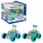 1toy Движок Трюковая машинка прозрач. с механизмом на батарейках, свет, звук, (в асс. 2 вида, коробка)