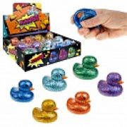 1toy Жмяка «Уточка» с блёстками 8х7,2х6,5 см, 4 вида в асс., 12 шт. в д/б