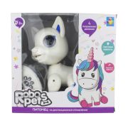 1toy игрушка интерактивная Robo Pets Щенок (3*ААА бат.не входят в комплект), ИК пульт (2*ААА бат.не входят в комплект), свет, звук, движение. Коробка