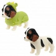 1TOY Прокачка для собачки серия 3, Кавалер-спаниель-лягушка, тянущаяся собачка в костюмчике 10см, пакет с окном