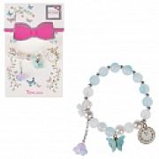 Lukky Fashion браслет матовый розовый из полупрозрачн.бусин с 3 шармиками