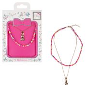 Lukky Fashion наб.из золот.цепочки с подвеской со стразами и пластик.бус: мишка и цвет.бусы, конверт