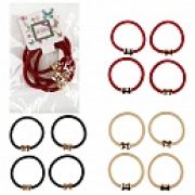 Lukky Fashion набор из 4 резинок д.волос с метал.бантиком,3 цв.:черный/ золотой/ красный микс