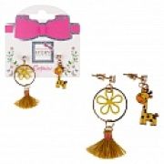 Lukky Fashion серьги-гвоздики с подвесками металл+эмаль Жирафик желтый,карта