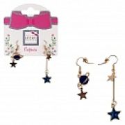 Lukky Fashion серьги-гвоздики с подвесками металл+эмаль Космос,карта