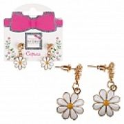 Lukky Fashion серьги-гвоздики с подвесками металл+эмаль Ромашки,карта