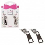 Lukky Fashion серьги-гвоздики с подвесками пластик Замочки-молнии,карта