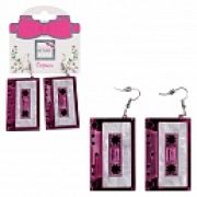 Lukky Fashion серьги-гвоздики с подвесками ретро Кассеты,пластик,карта