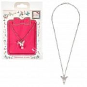 Lukky Fashion цепочка серебр.с подвеской эмаль+металл Бабочка с жемчужиной: розовый, конверт