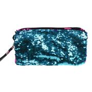 Lukky Косметичка с пайетками на двух сторонах, с ремешком, 3 цвета (красный-зеленый,зеленый-синий,красный-фиолетовый), 21х11 см,пакет,бирка