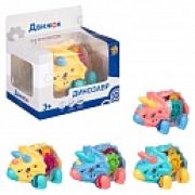 1toy Движок Динозавр Трицератопс прозрач. с механизмом, фрикц., свет (в асс. 4 вида)