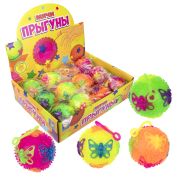 1toy мячик-прыгун ПВХ 7,5 см,  бабочка, рефленый, со светом, цвета в асс.
