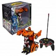 1TOY Трансботы, 1:18 на р/у 27МГц, трансформирующийся в легковую машину 20 см, оранж.