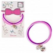 Lukky Fashion cиликон.браслет с 2 подвесками:шарик с подвижн.конфетти и метал.шармик «Glitter stars & Heart lock»