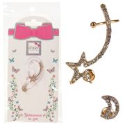 Lukky Fashion наб.из 2 асимметричн.сережек Звезда и полумесяц,золото,карта