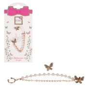 Lukky Fashion наб.из 2 асимметричн.сережек с цепочкой Бабочки из страз,золото,карта