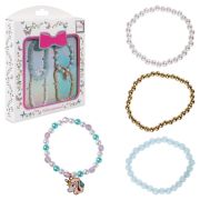 Lukky Fashion наб.из 4 браслетов из бусин с подвеской Единорог металл+эмаль,бирюза,жемчуг,карта