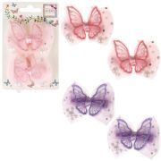 Lukky Fashion набор из 2 заколок-зажимов Бантик Шифон с жемчужинами,2 цв.: розовый/сиреневый микс