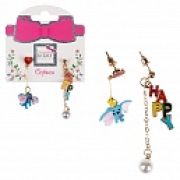 Lukky Fashion серьги-гвоздики с подвесками металл+эмаль Слоник Happy Birthday,карта