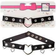 Lukky Fashion чокер эко-кожа с метал.сердцами+бабочки в них,на застежке-кнопке,карта